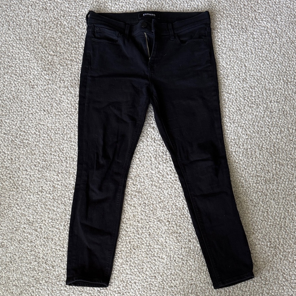 Express Women's Black Skinny Jeans - 10 Short